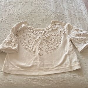 Gently Loved Free People Crumpette Cutwork Print Cropped Top